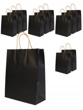 Solid Color Kraft Paper Gift Bags(12Pcs) 11"X8.7"X4.3"